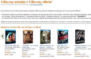 5 blu-ray gratuits pour 5 achetes