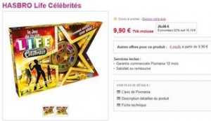 Moins de 10 euros le jeu Life Célébrités HASBRO