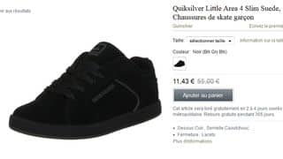 Baskets enfant Quiksilver à 11 euros au lieu de 55 euros (du 29 au 39) livraison gratuite