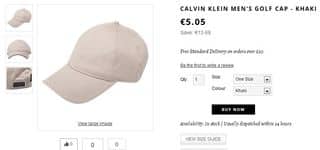 Casquette Calvin Klein à moins de 5 euros 