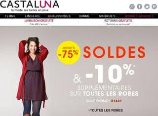 Castaluna : 10% suppl. sur les robes en Soldes