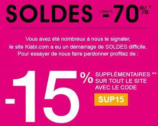 Code promo 15 pourcent supplementaire sur les soldes Kiabi