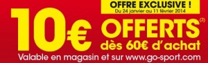 Derniere demarque Go Sport et code promo 10 euros offerts