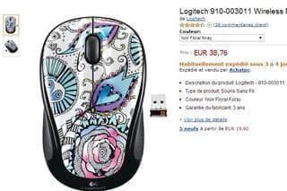 Logitech M325 Souris sans-fil Noir Floral Foray