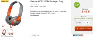 Moins de 10 euros casque Sony MDR-XB200