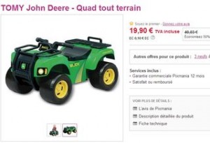 Moins de 20 euros le Quad Tout Terrain Tomy