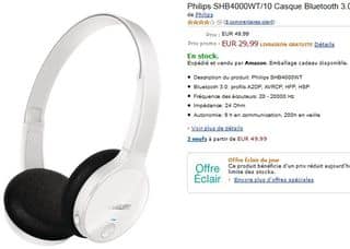 Moins de 30 euros casque Bluetooth Philips SHB4000