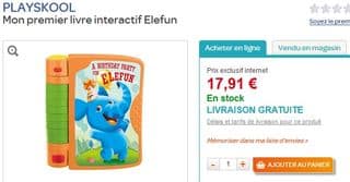 Mon Premier Livre Interactif Elefun Playskool carrefour