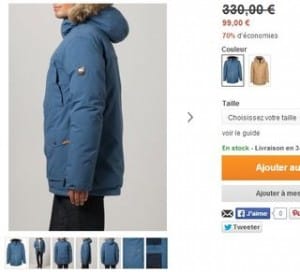 Parka Quicksilver homme Ferris a moins de 100 euros