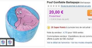 Pouf Gonflable Barbapapa moins cher