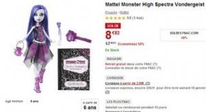 Poupée Monster high Spectra Vondergeist à moins de 9 euros