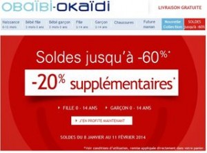 Soldes Okaidi Obaibi 20 pourcent suppl