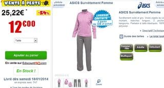 Survetement femme Asics a 12 euros seulement