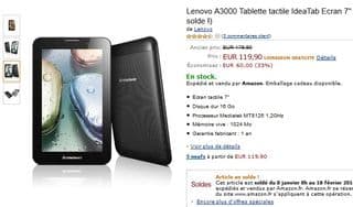 Tablette IdeaTab A3000 Lenovo en soldes