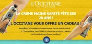 Trois crèmes pour mains L’Occitane en Provence gratuites