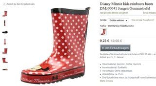 Moins de 10 euros les bottes de pluie Minnie / livraison gratuite