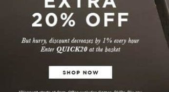 Code promo 20% de remise sur The Hut