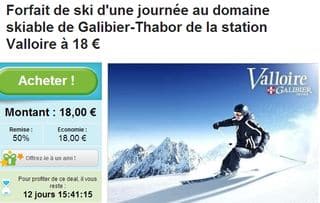 18 euros le Forfait de ski Galibier-Thabor (station Valloire) au lieu de 36 euros