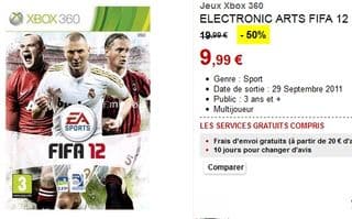 Moins de 10 euros le jeu FIFA 12 pour Xbox 360 ou Wii