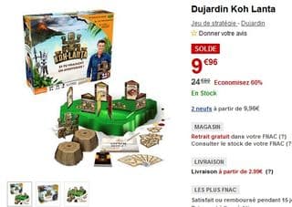 jeu Koh Lanta de TF1 Games a moins de 10 euros