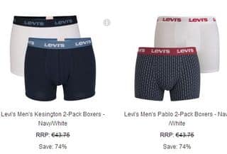 lots de 2 boxers Levis pas chers