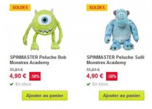 peluches Monstres Academy en soldes