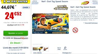 Moitié prix: Pistolet NERF Dart Tag SpeedSwarm à 12,90 euros (port inclus) au lieu de 24 euros