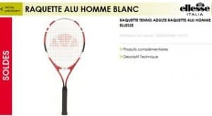 raquette de tennis Ellesse Alu a moins de 10 euros