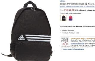 12 euro le sac à dos Adidas port inclus 