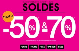 soldes Kiabi de 50 a 70 pourcents