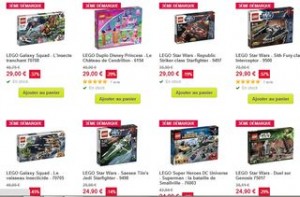 La troisième démarque jouets chez Pixmania mis en ligne aujourd’hui propose une multitude de très bonnes affaires avec des boites de Lego au plus bas prix du moment (des Lego Star War jusqu ‘a -57% ), des jouets et jeux Hasbro, des jouets Fisher Price et autres… Profitez en vite car les prix sont vraiment très bas et en plus la livraison est gratuite ! Voir la troisième démarque Pixmania Dans les bonnes affaires il y aussi des poupées Monster High, Poupée Barbie…