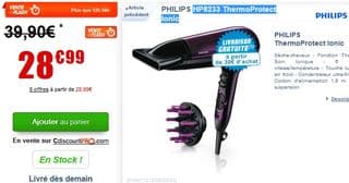 28 euros le Sèche-cheveux Philips HP8233 ThermoProtect Ionic (à partir de 40 euros ailleurs)