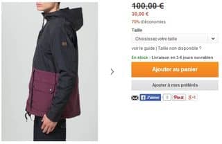 veste Billabong homme à 30 euros