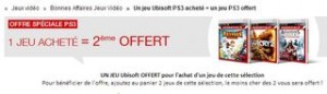 1 jeu PS3 acheté = 1 jeu PS3 gratuit Ubisoft