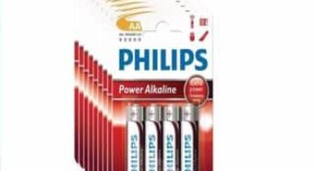 10 euros les 40 piles alcalines Philips AA/LR6