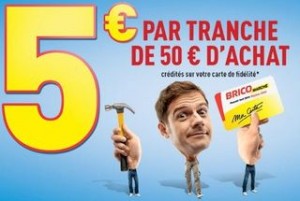 5 euros tous les 50 euros Bricomarche