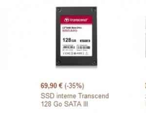 70 euros la mémoire SSD 128 Go Transcend