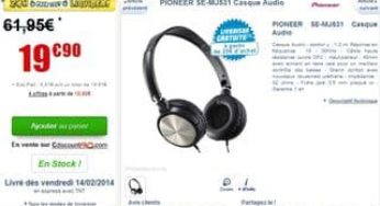 Casque Pioneer SE-MJ531 à moins de 20 euros (30-60 euros ailleurs)