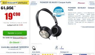 Casque Pioneer SE-MJ531 à moins de 20 euros (30-60 euros ailleurs)