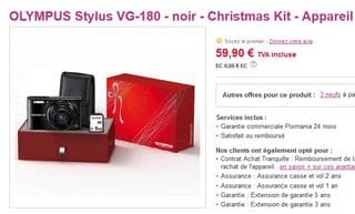 Coffret Appareil photo Olympus VG-180 + carte SD 8Go à moins de 60 euros (port inclus)