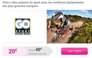 Bon d’achat Go Sport moitié prix (40€ pour 20€ euros)