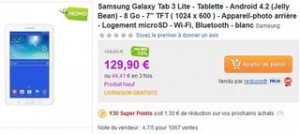 Moins de 130 euros tablette Galaxy Tab 3 Lite