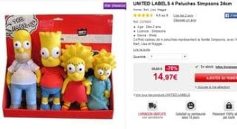 Moins de 15 euros les 4 peluches Simpsons 24cm (au lieu de minimum le double)