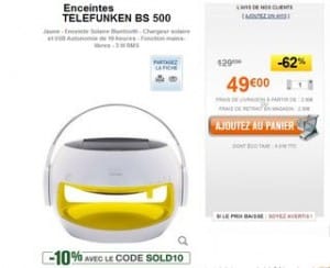 Moins de 45 euros l’enceinte Solaire Bluetooth Telefunken