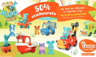 ODR : véhicules et figurines Jojo Ouaps à 50% remboursés (à partir de 3€ après ODR)