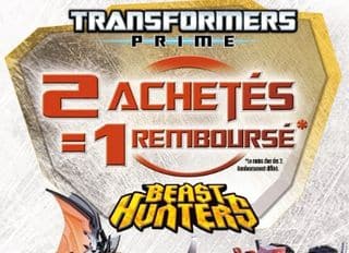 2 Transformers achetés = 1 à 100% remboursé (ODR Hasbro 2014)