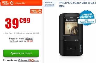 lecteur Mp4 Philips GoGear 8Go promo