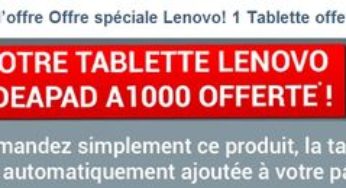 1 ordinateur Lenovo acheté (Portable, tout en un, hybride) = 1 Tablette Ideapad offerte