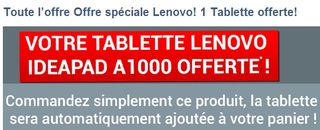 1 ordinateur Lenovo acheté (Portable, tout en un, hybride) = 1 Tablette Ideapad offerte