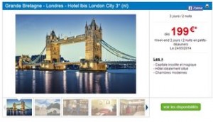 199 euros sejour Londres 3 jours Eurostar Hotel Ibis 